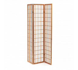 Paraván drevený 3 dielny, masív smrek, biela netkaná textília, prírodný odtieň