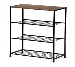 Botník, 3 police, MDF, dekor staré drevo sonoma, čierny kov