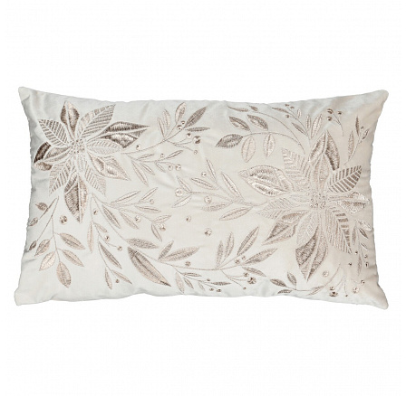 Polštář s výplní - s lístky, béžový, 100% polyester, 50 x 30 cm Polštář s výplní - s lístky, béžový, 100% polyester, 50 x 30 cm