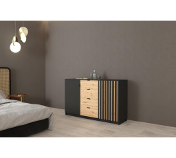 Komoda JAXA 150, Čierna/Dub wotan