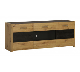 ASINARA (AVILES) - TV stolík 3 dvierka - dub artisan/čierna (AVLF03) (W) (K150)
