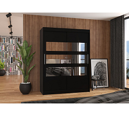 Posuvná skriňa so zrkadlom FLORENTO 150 Čierna+Čierna