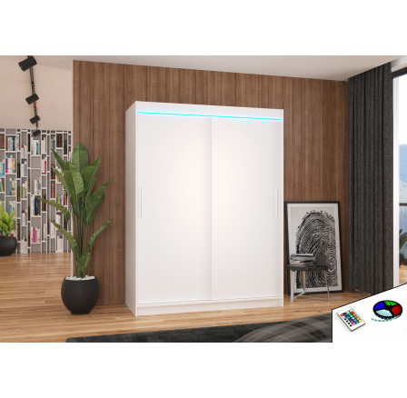 Posuvná skriňa s LED osvetlením DENVER 150 Biela+Biela