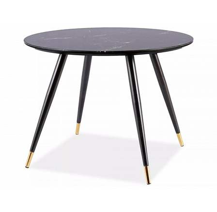 Jedálenský stôl CYRIL II, efekt kameňa/čierna/zlatá