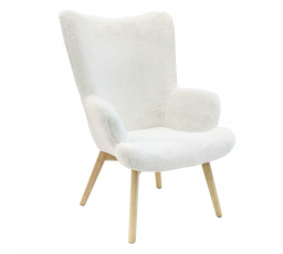 Kreslo ušiak Helsinki biele chlpaté