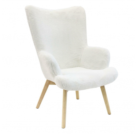 Kreslo ušiak Helsinki biele chlpaté