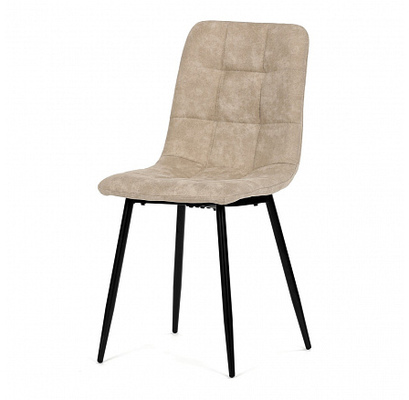 Stolička jedálenská, krémová látka cowboy, nohy čierny kov