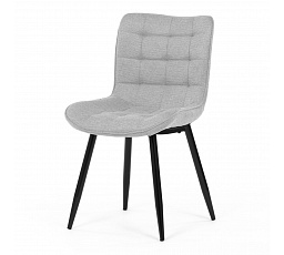 Stolička jedálenská, strieborná látka, čierne kovové nohy