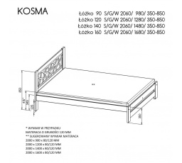 Posteľ "KOSMA" - Farba korpusu: borovica na antracite