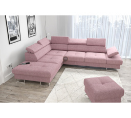 Rohová sedacia súprava GALAXY s funkciou spania 225x280 - ľavá, ružová