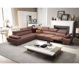 Rohová sedacia súprava s funkciou spania a relaxácie GALAXY MAX 350x280 cm - staroružová, ľavá