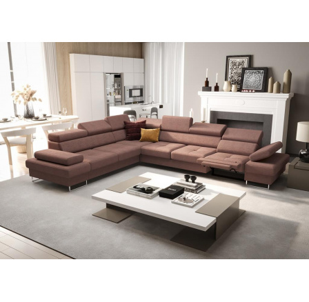 Rohová sedacia súprava s funkciou spania a relaxácie GALAXY MAX 350x280 cm - staroružová, ľavá Rohová sedacia súprava s funkciou spania a relaxácie GALAXY MAX 350x280 cm - staroružová, ľavá