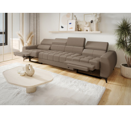 Sofa PORTO IV, relax 331 cm prírodná koža - Koža šedobéžová