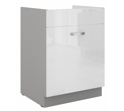 Dolní skřínka BIANCA - 60 ZL 1S BB, Šedá / Bílý lesk