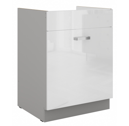 Dolní skřínka BIANCA - 60 ZL 1S BB, Šedá / Bílý lesk Dolní skřínka BIANCA - 60 ZL 1S BB, Šedá / Bílý lesk