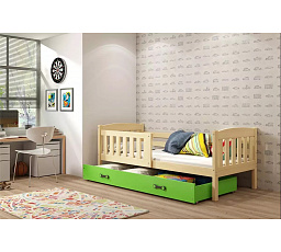 Posteľ Kuba 90x200 borovica/zelená