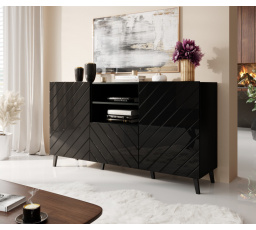 Komoda ABETO, matná čierna/lesklá čierna