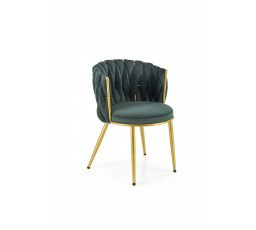 Jedálenská stolička K517, tmavozelená/zlatá
