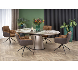 Jedálenský stôl ROBINSON, efekt béžového mramoru/cappuccino/čierna