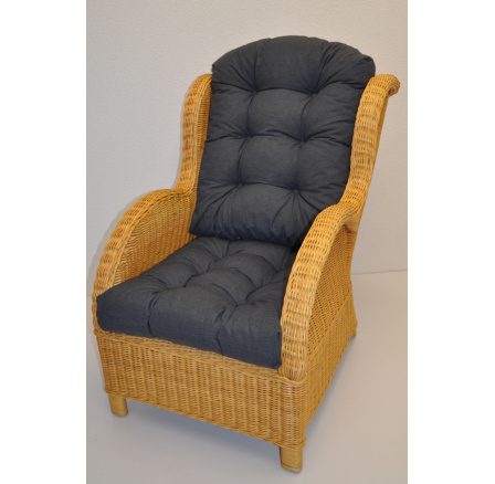 Ratanové kreslo Ušný medový vankúš tmavosivé odlesky Ratanové kreslo Ušný medový vankúš tmavosivé odlesky