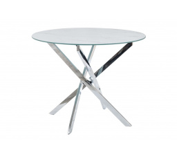 Jedálenský stôl AGIS, efekt bieleho mramoru/chróm