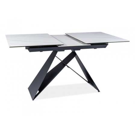 Jedálenský stôl WESTIN SC, mramorový efekt/čierny mat - 120(160)x80