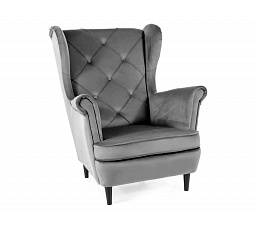 Kreslo LADY Velvet, sivé Bluvel 14/wenge