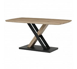 Stôl jedálenský 160x90cm, MDF, 3D dekor dub san remo, kovové nohy, čierny lak.