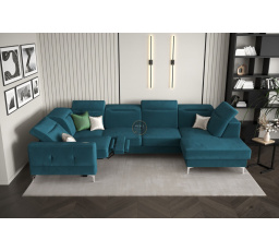 Rohová sedacia súprava MALIBU MAX II s funkciou spania a relaxácie 180x350x182 cm - modrá, Ľavá strana