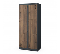 Kovová šatní skriňa JULIA, 800 x 1850 x 450 mm, Eco Design: antracitová/orech