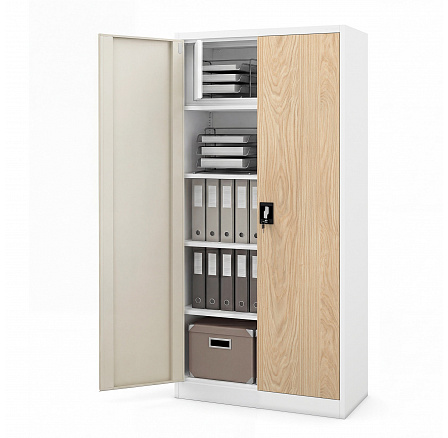 Kovová skriňa s úložným priestorom biela / dub sonoma: Eco Design TOMAŠ, 900 x 1850 x 450 mm Kovová skriňa s úložným priestorom biela / dub sonoma: Eco Design TOMAŠ, 900 x 1850 x 450 mm