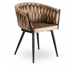 Stolička ELENA Béžová Pletená Zamatová