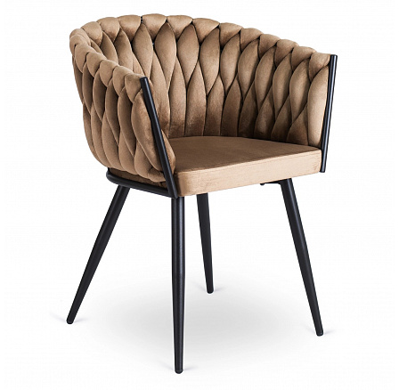 Stolička ELENA Béžová Pletená Zamatová