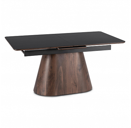 Stôl LIZBONA Keramický Rozkladací 160-200 cm Čierny/Orech