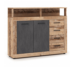 Komoda BLAGO MIDI A 119,6 cm Surový Dub/Čierna