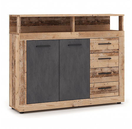 Komoda BLAGO MIDI A 119,6 cm Surový Dub/Čierna