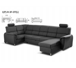 Rohová sedacia súprava DUO EVER, 1 R 3F OT