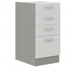 Kuchynská dolná skrinka BOLZANO 40 D 4S BB, biely lesk/sivá