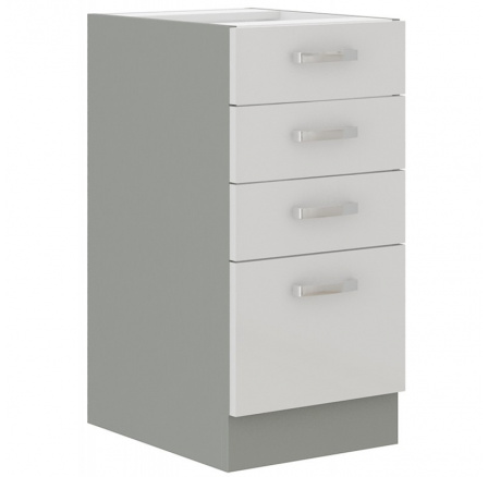 Kuchynská dolná skrinka BOLZANO 40 D 4S BB, biely lesk/sivá