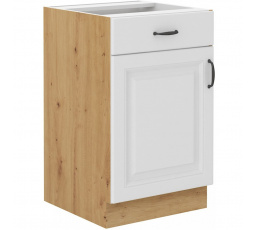 Kuchynská dolná skrinka STIPE 50 D 1F 1S BB, Biela/Dub artisan