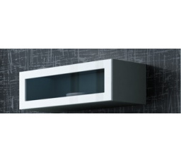 Vitrína VIGO, Sivá/Biely lesk