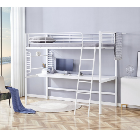 Poschodová posteľ s písacím stolom a organizérom DOLCE, biela