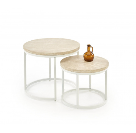 Konferenčné stolíky OREO, travertín / biela