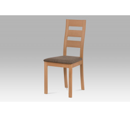 Jedálenská stolička, masívny buk, farba buk, hnedé čalúnenie