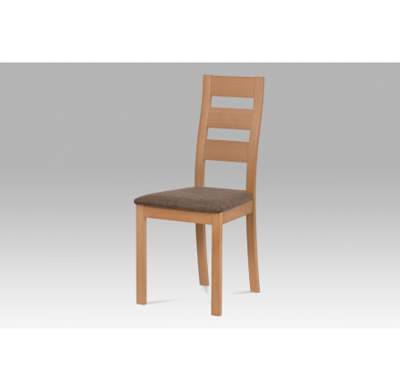 Jedálenská stolička, masívny buk, farba buk, hnedé čalúnenie