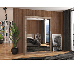 Posuvná skriňa so zrkadlom PERMO 150 Truffle+Truffle