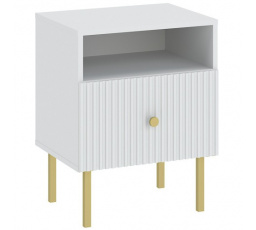 Nočný stolík VIENA 1S, Biela/Zlatá