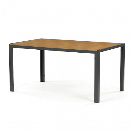 Stôl záhradný 150x90x73, doska polywood v dekore duba, sivá kovová konštrukcia