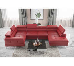 Rohová sedacia súprava TOSCANIA MAX I 170x350x185 cm prírodná koža - červená koža, ľavá
