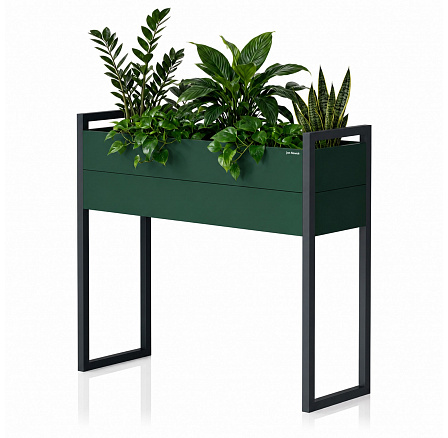 Kryt na kvetináč kovový vysoký fľaškovo zeleno-antracitový: MARGARETI H 1000 x 1000 x 380 mm
